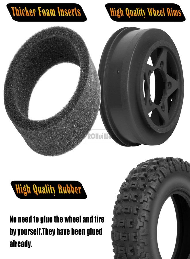 RCHuiWow RC 12mm/14mm Hex Wheels & Tires for 1/10 RC Scale Truck,RC Truck Tires for 1/10 Slash 2WD 4×4 Senton Axia1 L0SI Red cat Rc 4wd,4PCS,Black - Image 5